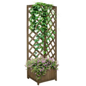 Carbonized Wooden Raised Garden Bed with Trellis for Climbing Plants Vegetables