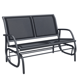 Outdoor Glider Rocking Chair for 2, Patio Bench Swing with Steel Frame, Ideal for Garden, Porch - Black