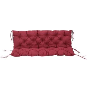 Outdoor Bench Cushion Tufted 3-Seater for Swing Chair Patio Sofa Wine Red