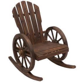Adirondack Rocking Chair, Outdoor Rocker All-Weather Patio Seat with Slatted Design & Oversize Back for Porch, Poolside & Garden, Brown