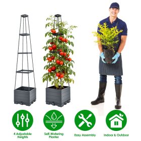 2Pack Raised Garden Bed Boxes with Trellis 56" Tomato Self-Watering Planter Box Indoor Outdoor with 4 Adjustable Heights 10 Clips 65FT Ties for Climbi