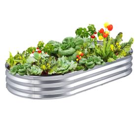 VEVOR Raised Garden Bed, 6 x 3 x 0.9 ft Galvanized Metal Planter Box, Outdoor Planting Boxes with Open Base