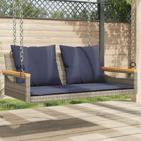 Swing Bench with Cushions Gray 42.9"x24.4"x15.7" Poly Rattan