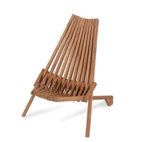 Wood Folding Chair for Outdoor, Low Profile Acacia Wood Lounge Chair for Balcony Porch Backyard Patio Lawn Garden