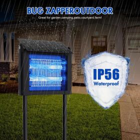 4500V Solar Mosquito Killer Lamp 4000mAh Rechargeable Insect Trap IP56 Waterproof Bug Zapper with 2 Modes & 3 Placement Options Metal Housing for