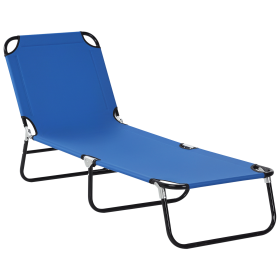 Folding Chaise Lounge Pool Chairs, Outdoor Sun Tanning Chairs with 5-Level Reclining Back, Steel Frame for Beach, Yard, Patio, Blue