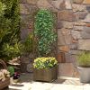 Carbonized Wooden Raised Garden Bed with Trellis for Climbing Plants Vegetables