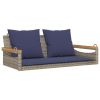 Swing Bench with Cushions Gray 42.9"x24.4"x15.7" Poly Rattan