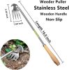 2pack 16inch Weed Puller Tool,Weeding Tool,4 Teeth Stainless Steel Hand Weeder for Effortless Weeding,Portable Uprooting Tool for Vegetable Gardening