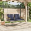 Swing Bench with Cushions Gray 42.9"x24.4"x15.7" Poly Rattan