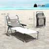 Cream White Folding Lounge Chair with Reclining Back for Outdoor Relaxation