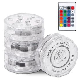 4Pcs RGB Swimming Pool Lights With Remote Control  IP68 Waterproof Battery Operated Submersible 16 Modes For Pond Bathtub Hot Tub Party (Option: 4Pcs)