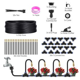 360Degree Bendable Drip Irrigation System With 49FTTubing Hose Faucet Connector Automatic Watering Misting Kit For Garden Greenhouse Yard Lawn (Option: Black)