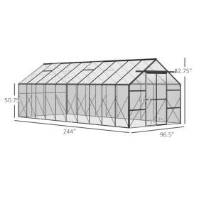 Aluminum Greenhouse Polycarbonate Walk-in Garden Greenhouse Kit With Adjustable Roof Vent, Rain Gutter And Sliding Door For Winter, Clear (Option: Black Clear)