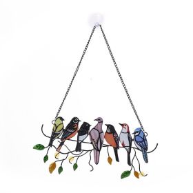 1set, Wrought Iron Bird Ornament Metal Model 4 Birds 7 Birds Pendant Painted Spray Paint Welding Handicraft Window Decoration, Garden Patio Decor (Color: 7 Birds Metal Style)