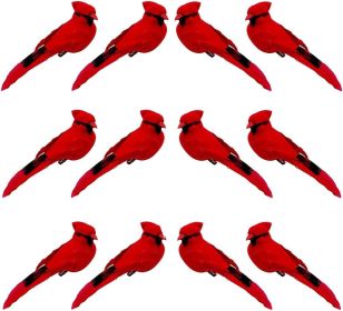2pcs Red Bird Decor Artificial Red Cardinal Birds Artificial Birds Christmas Cardinal Birds for Tree Flower Floral Arrangements Yard Patio Wreath (size: 6pcs)