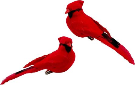 2pcs Red Bird Decor Artificial Red Cardinal Birds Artificial Birds Christmas Cardinal Birds for Tree Flower Floral Arrangements Yard Patio Wreath (size: 2pcs)