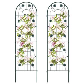 2 Pack 71 x 20 Inches Metal Garden Trellis Rustproof Plant Support for Climbing Plants (Color: Green)