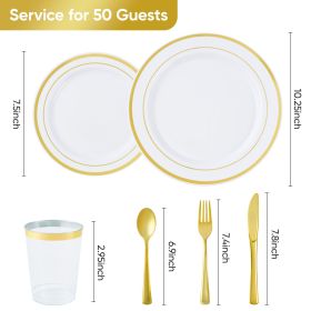 Gold/Silver Plastic Tableware Set - 350PC  Gatherings of 50+people (PCS: 700PCS Gold)