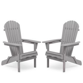 Wood Lounge Patio Chair for Garden Outdoor Wooden Folding Adirondack Chair Set of 2 Solid Cedar Wood Lounge Patio Chair for Garden, Lawn, Backyar (Color: as picture)