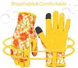 Leather Gardening Gloves for Women Thorn Proof Garden Gloves Touch Screen Working Gloves Gifts,M
