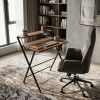 Small Folding Desk with Shelf, No-Assembly Foldable Computer Table for Tight Spaces, Portable Writing Desk for Office Dorm Apartment